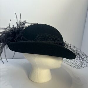 Derby Hat Church Lady Miss Bierner Michael Howard Wool Vintage Made in USA